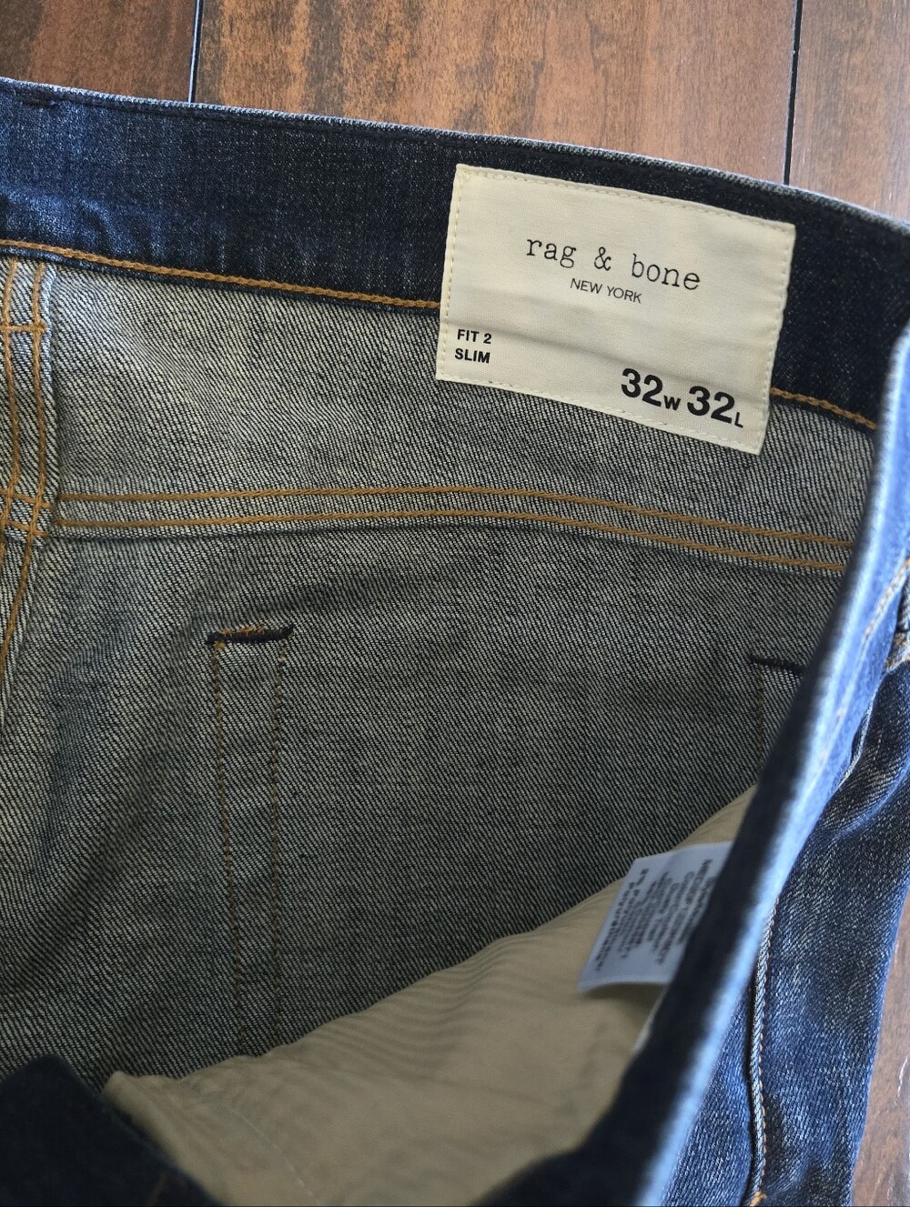 Rag & Bone Fit 2 Slim Fit Dark Wash Straight Jeans In Dusty Trail Size 32x32 - Picture 12 of 14